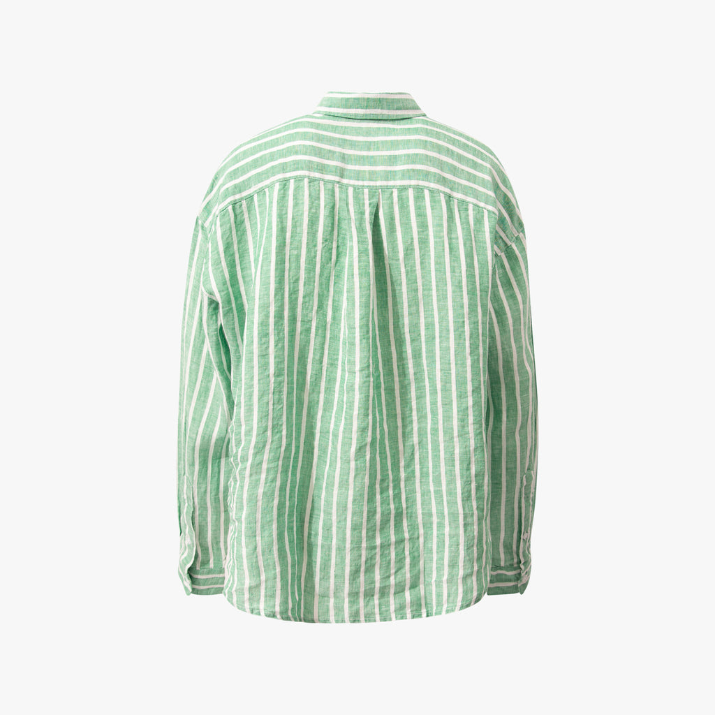 1/1 Leinenbluse Streifen | grün