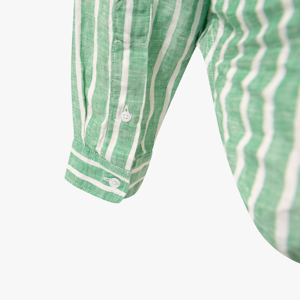 1/1 Leinenbluse Streifen | grün
