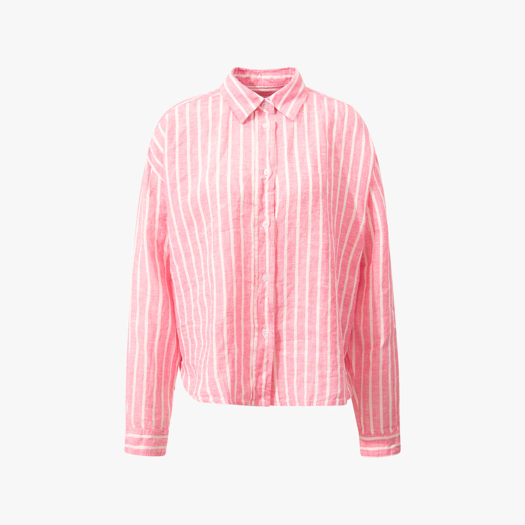 1/1 Leinenbluse Streifen | rosa