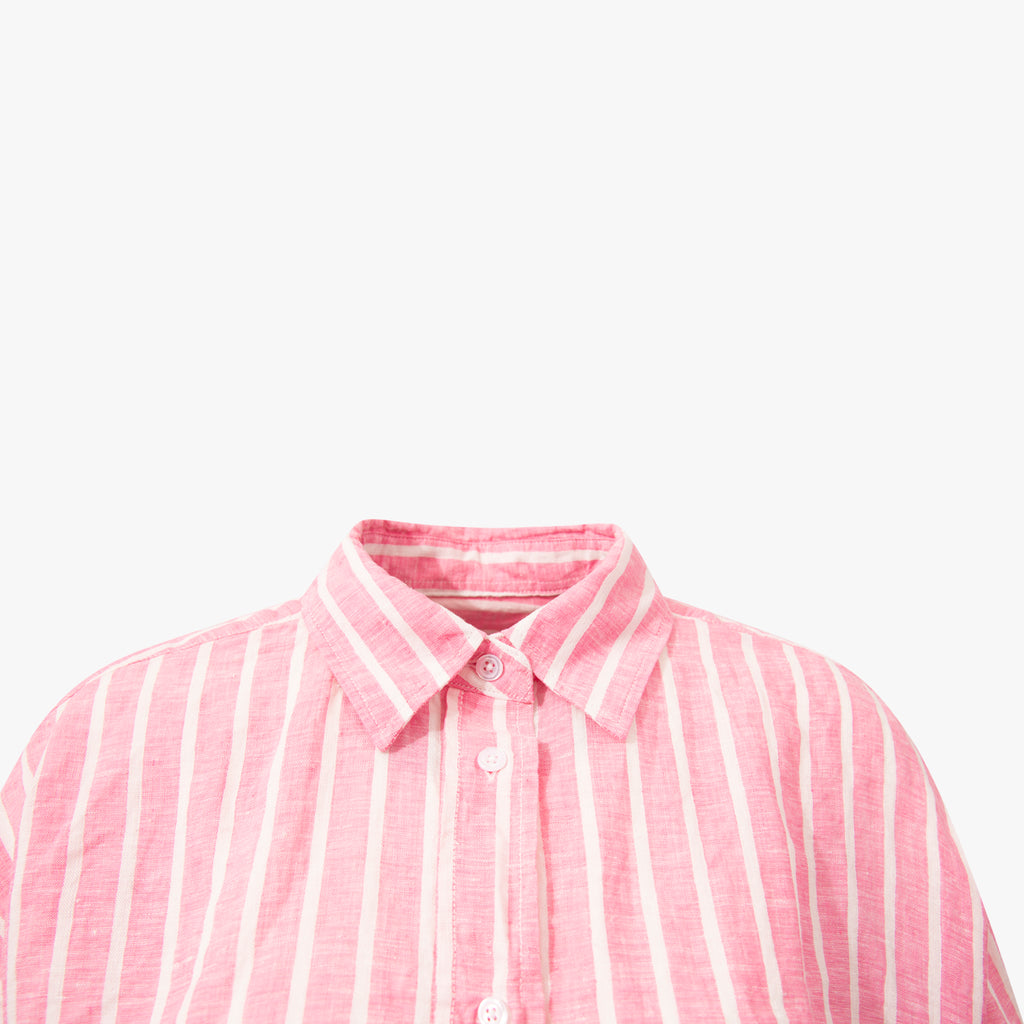 1/1 Leinenbluse Streifen | rosa