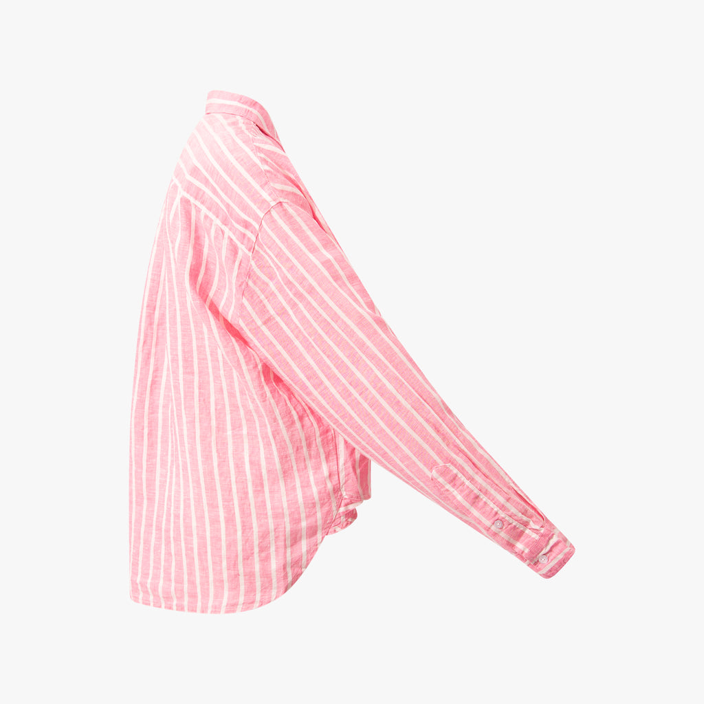1/1 Leinenbluse Streifen | rosa