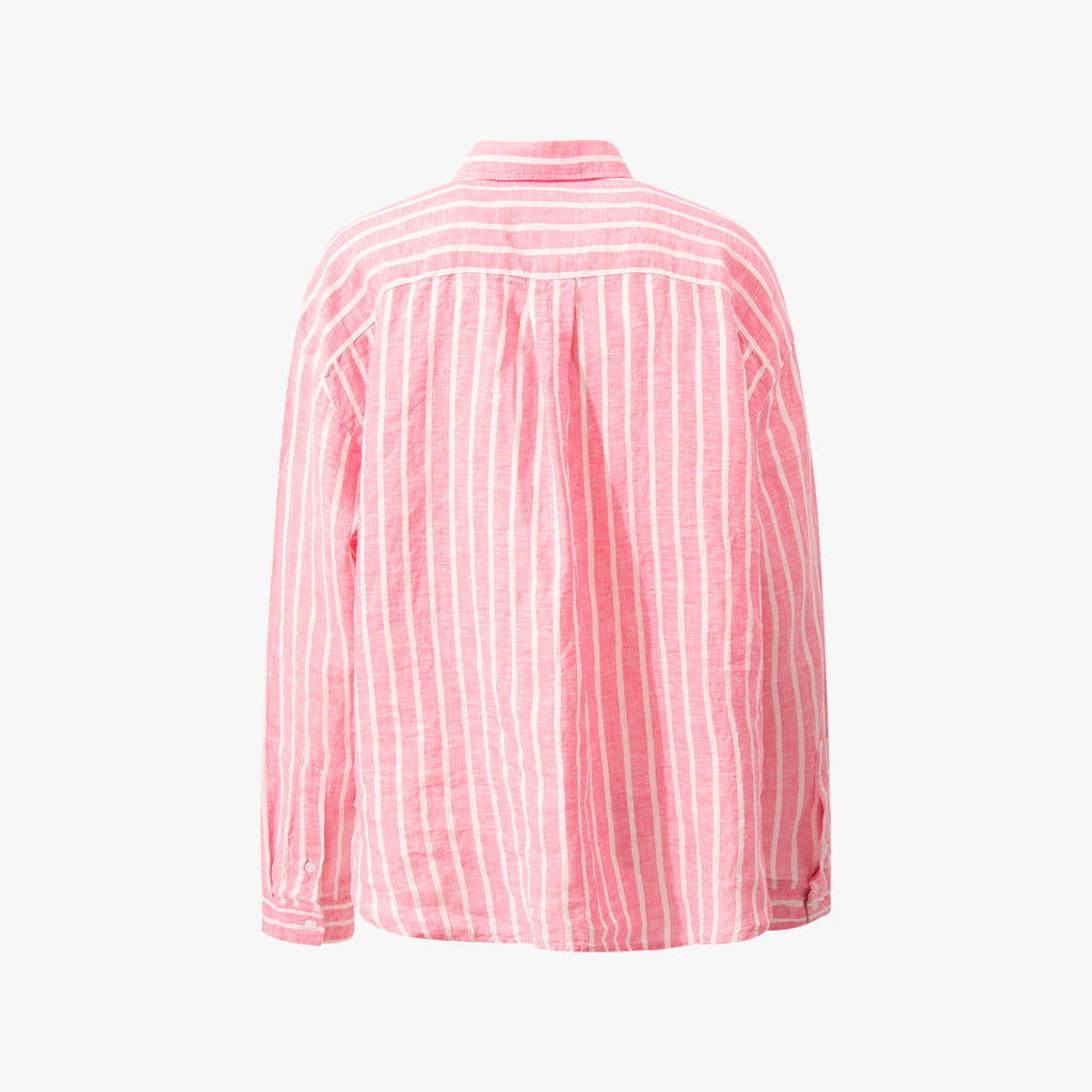 1/1 Leinenbluse Streifen | rosa