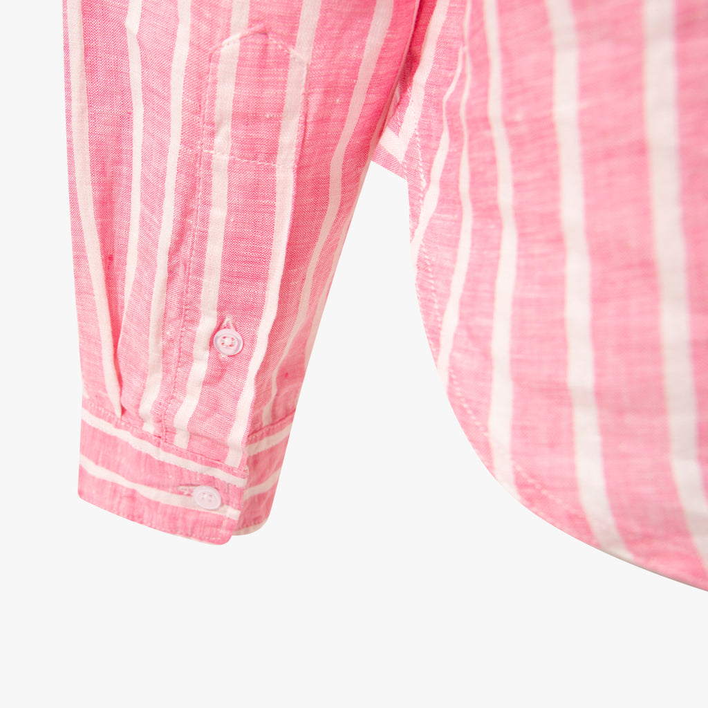 1/1 Leinenbluse Streifen | rosa