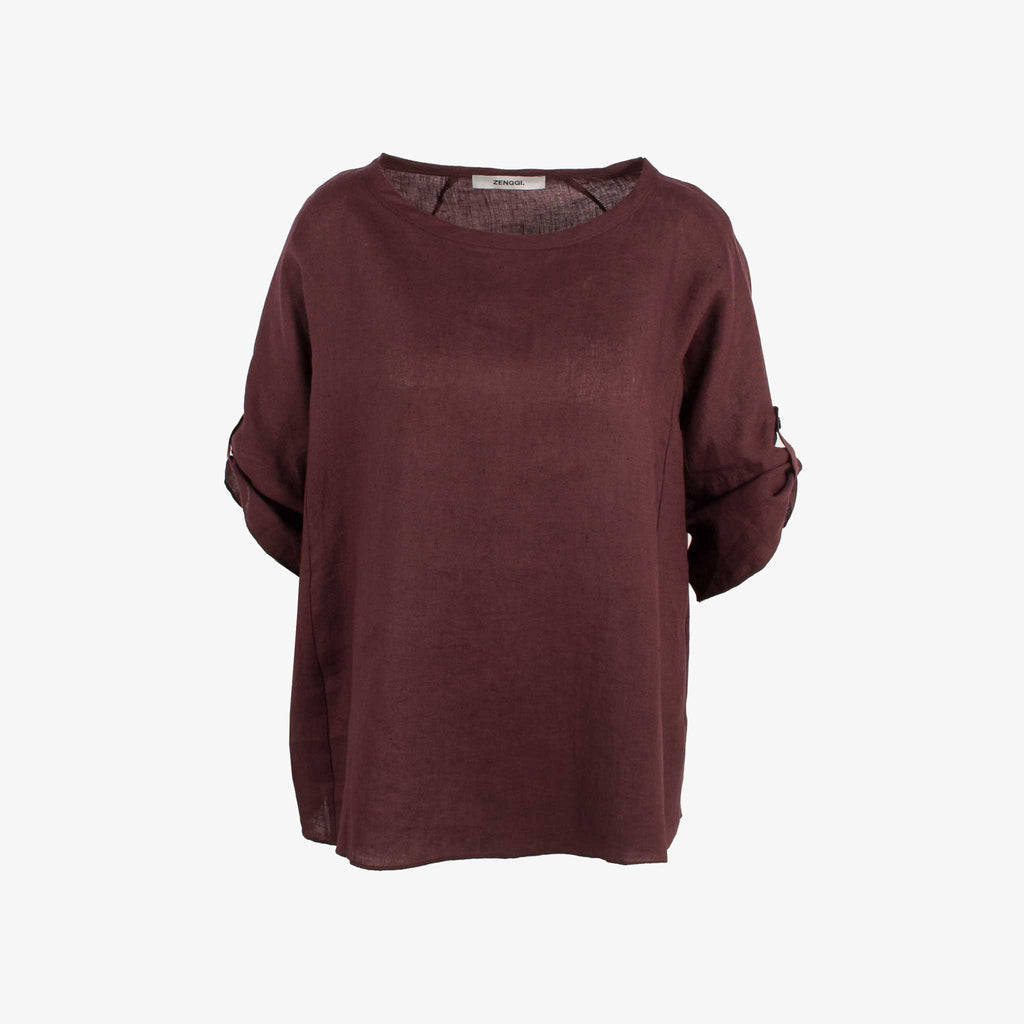 Zenggi Blusenshirt Leinen | bordeaux