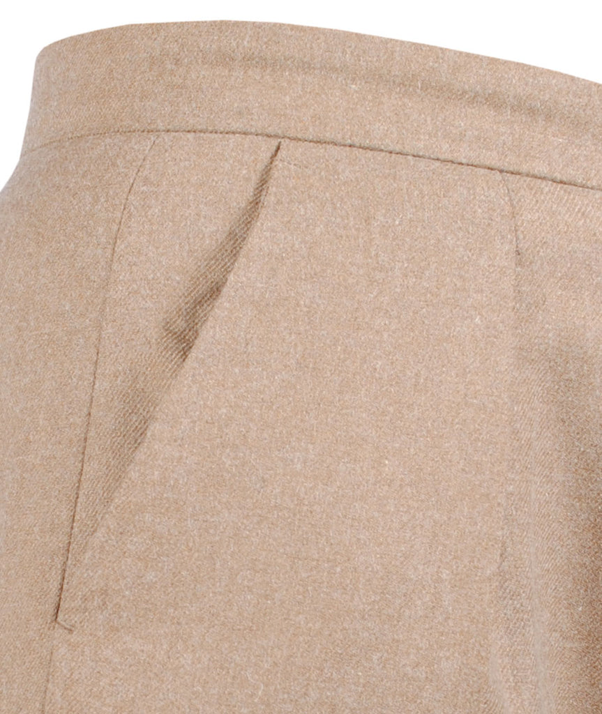 Bundfaltenhose verkürzt | camel