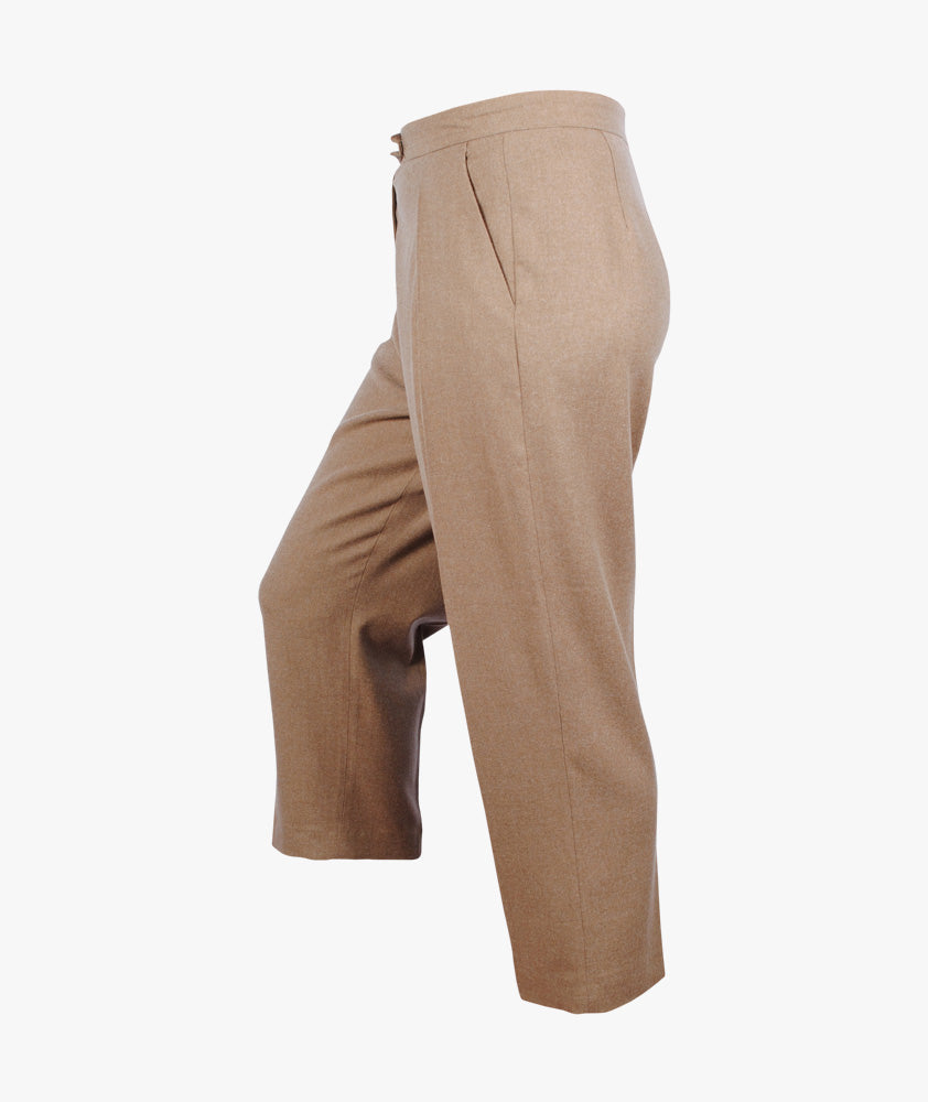 Bundfaltenhose verkürzt | camel