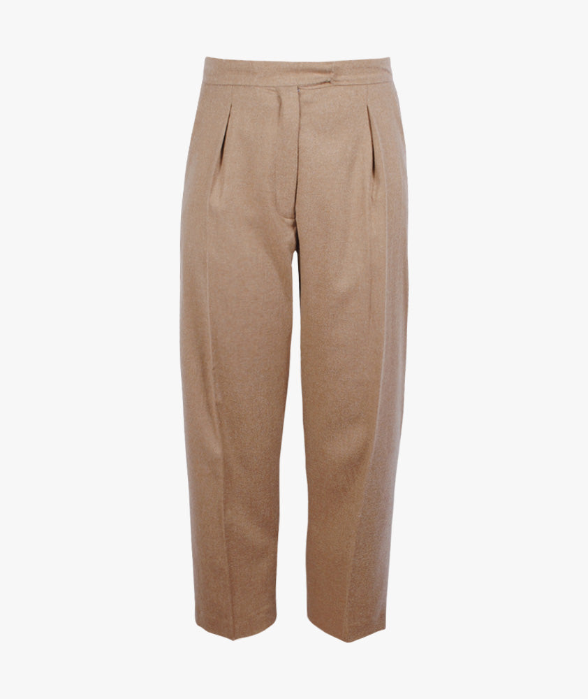 Bundfaltenhose verkürzt | camel