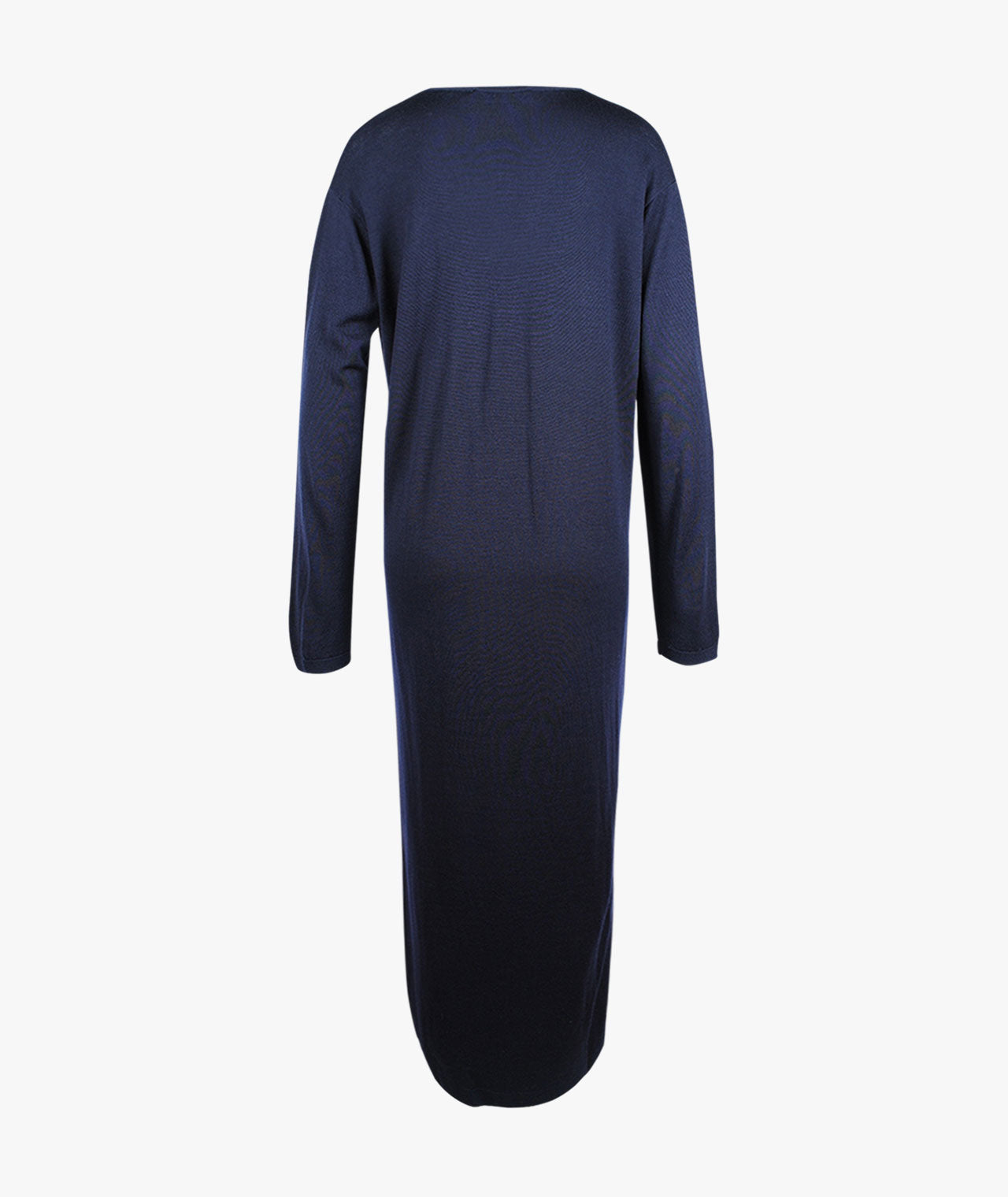 V-Kleid lang Merino | nachtblau