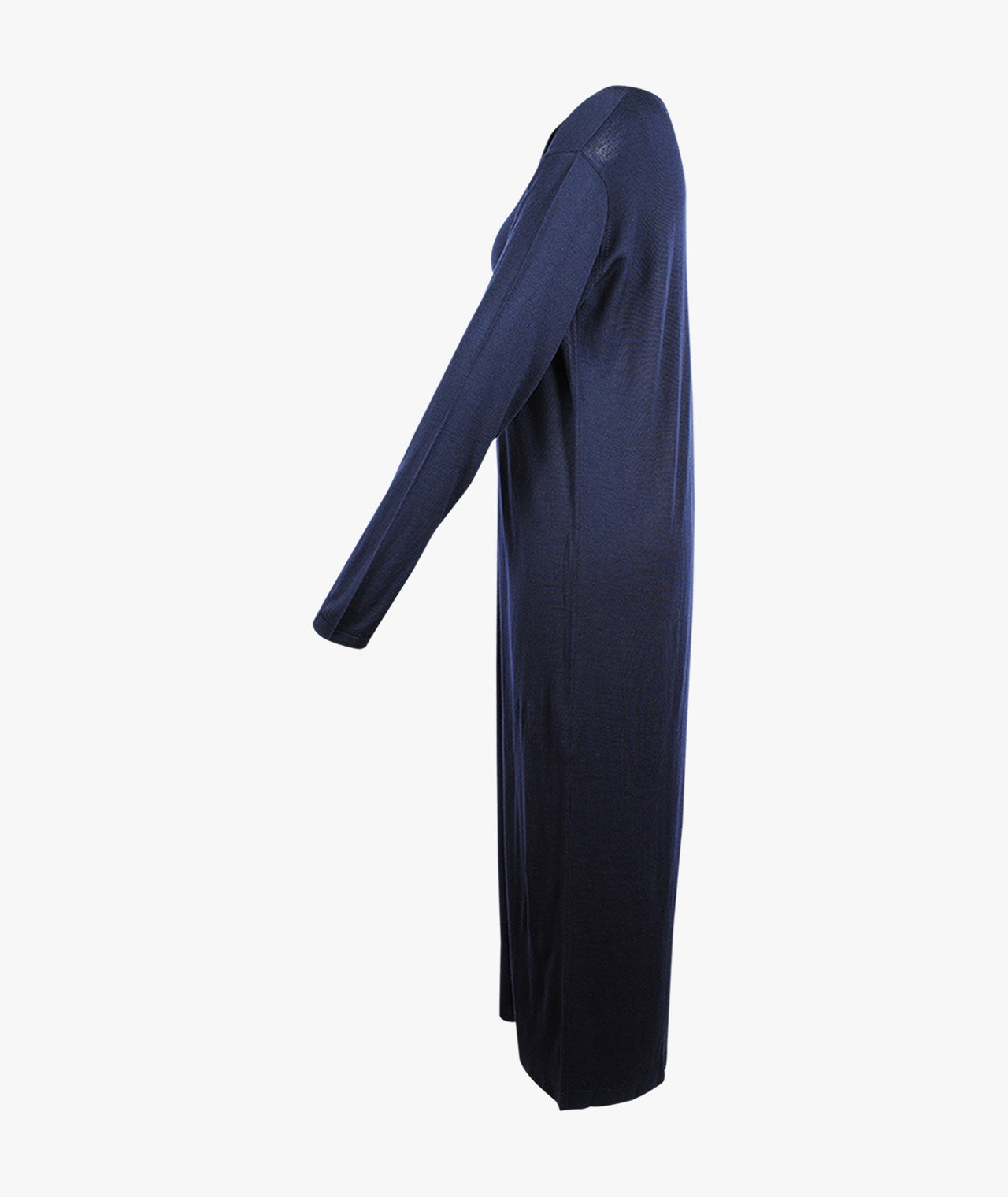 V-Kleid lang Merino | nachtblau