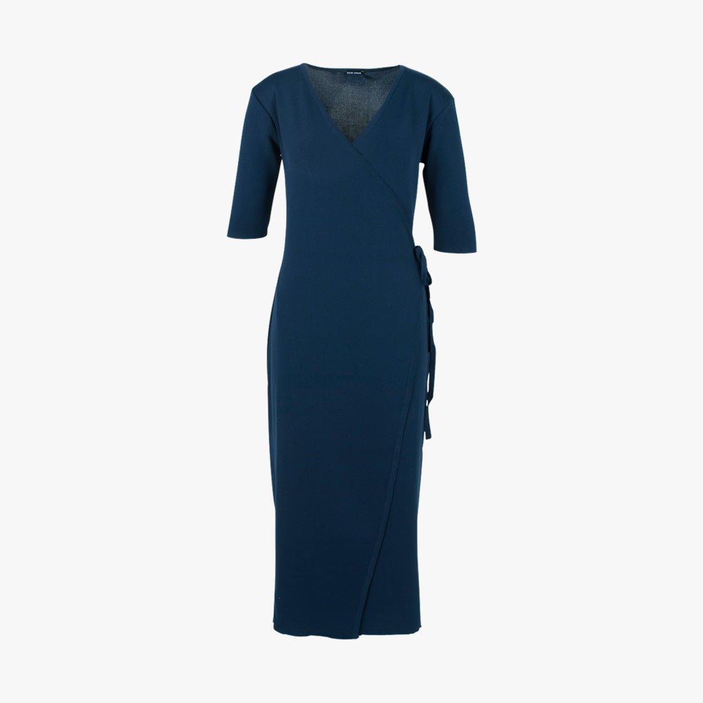 Strickkleid Fakewrap | navy